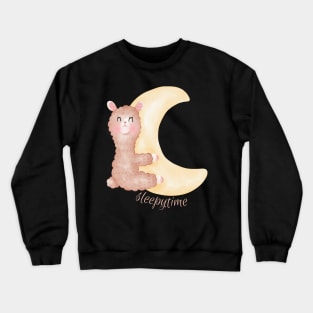 Cute and Smart Cookie Sweet little llama sleeping on a moon cute baby outfit Crewneck Sweatshirt